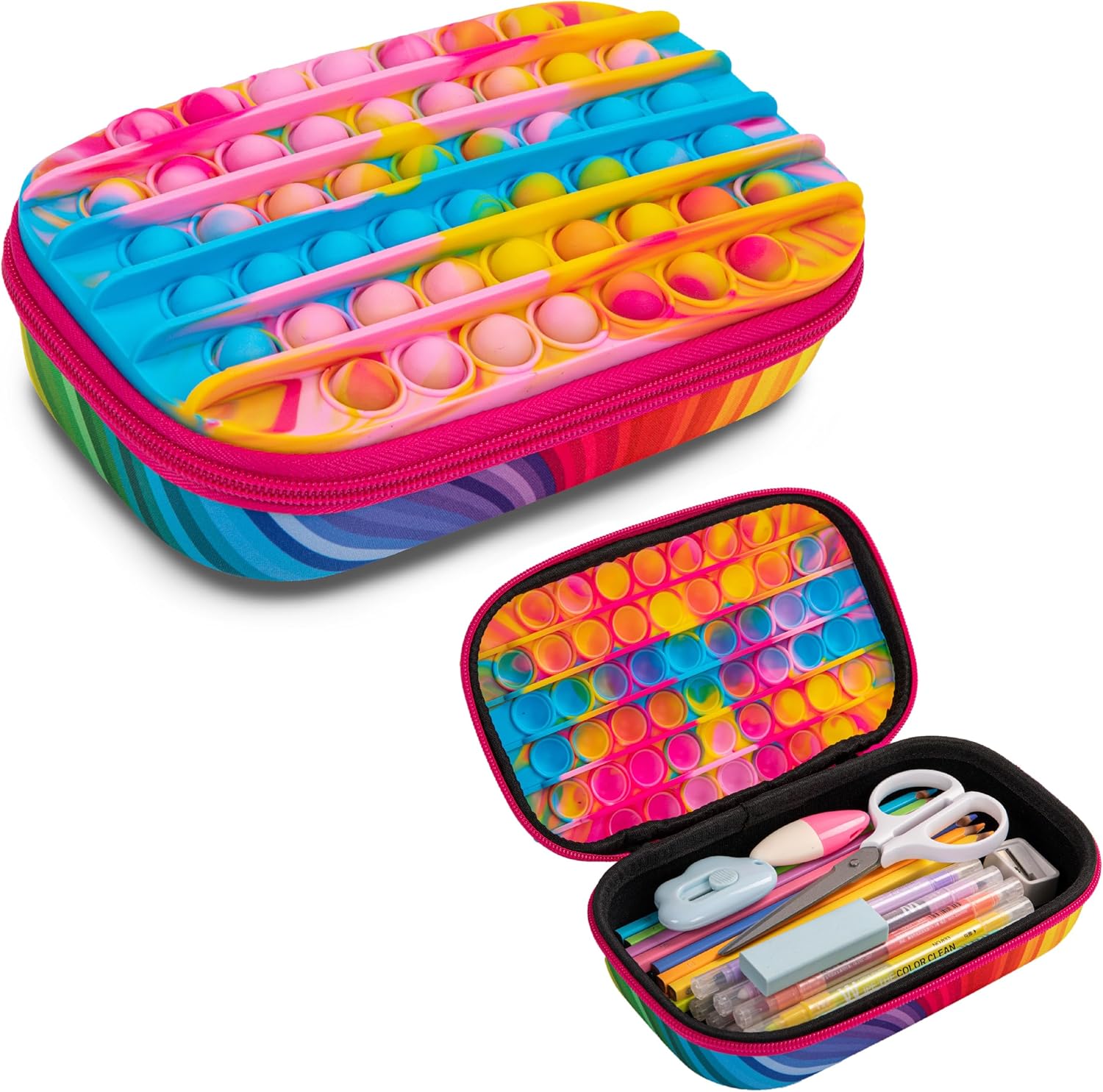 Blue Pop-It Sensory Pencil Case with Large Storage