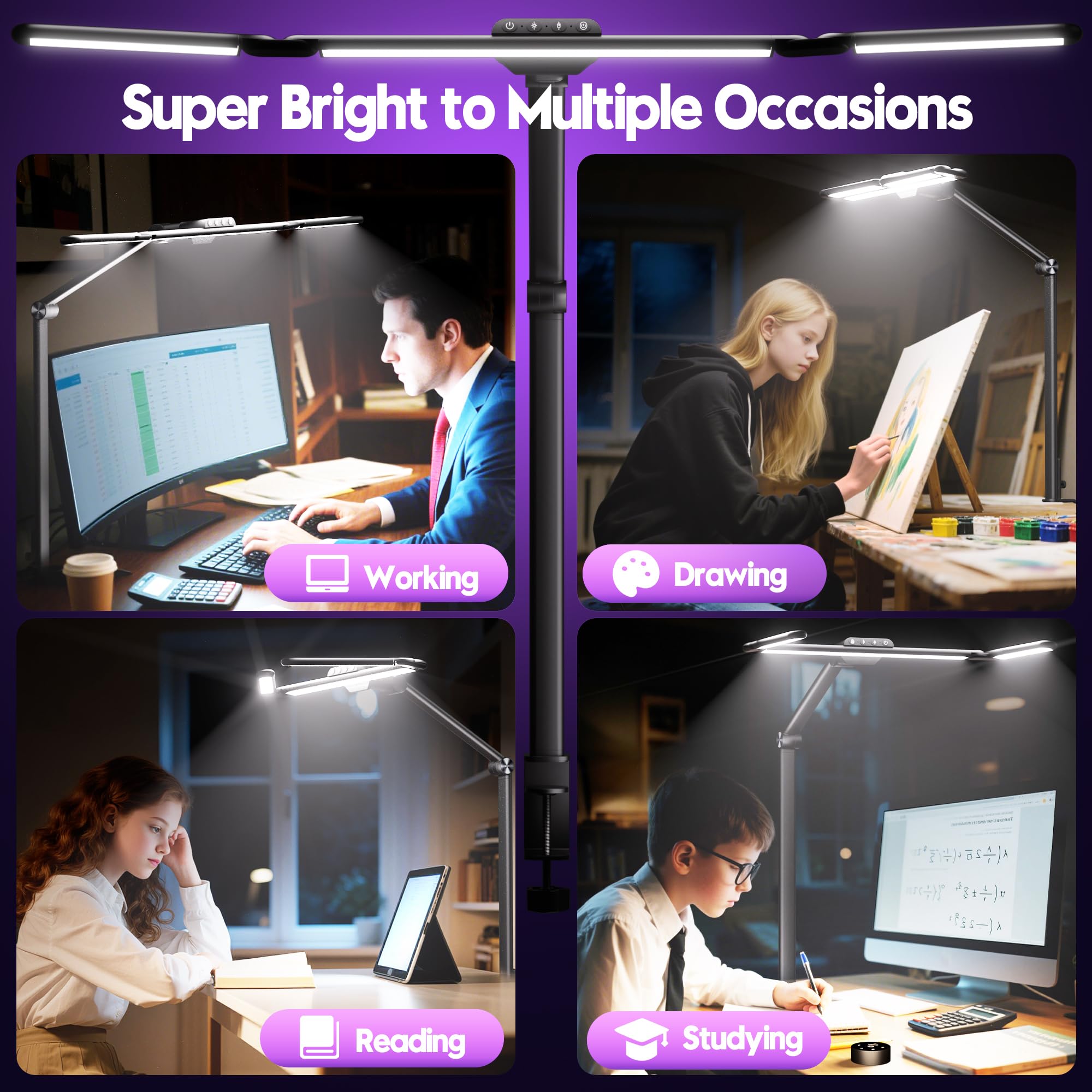 Quntis Professional LED Desk Lamp – 1100LM Monitor Light with Motion Sensor & 95 CRI Eye-Care Lighting