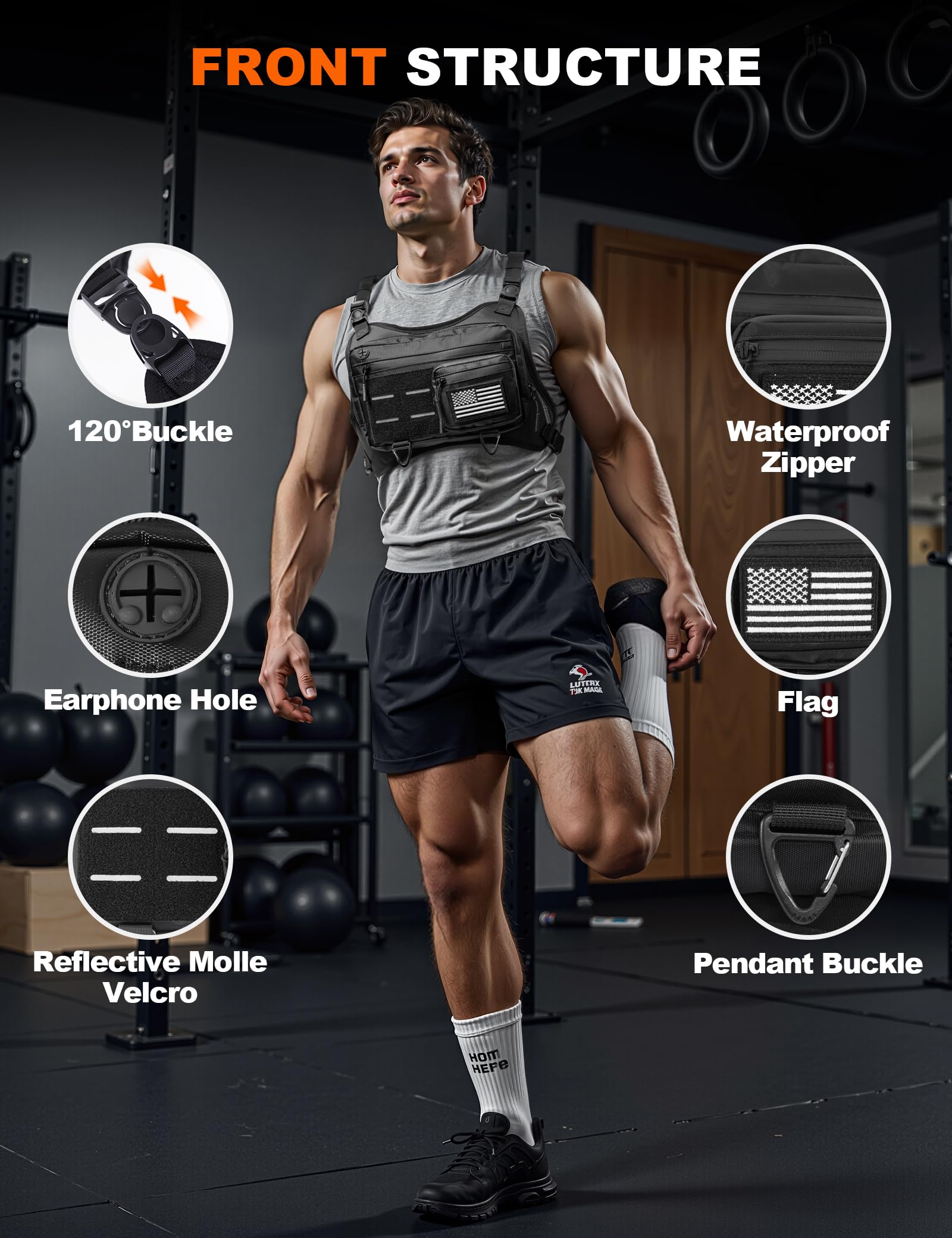 Banloga Waterproof Chest Bag with Expandable Accordion Design – Lightweight Running Vest Sling Pack for Outdoor Sports (Black)