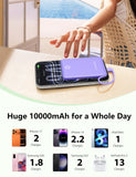 10000mAh Pocket Power Bank with Built-in Cables – Slim Portable Charger for iPhone, Samsung & USB-C Devices