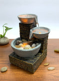 Terracotta Mini Tabletop Water Fountain with Adapter – Hand-Painted Zen Décor (Terracotta)