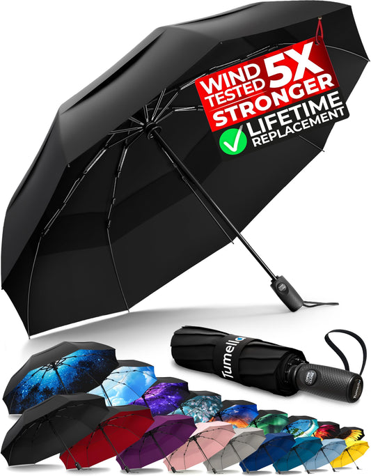 TUMELLA Compact Travel Umbrella – Automatic Windproof & Waterproof Mini Umbrella with One-Button Open/Close
