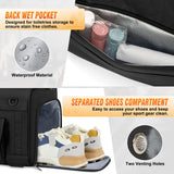 RAINSMORE 45L 3-in-1 Gym Backpack & Duffle Bag – Waterproof Carry-On Weekender with Shoe Compartment (Black)