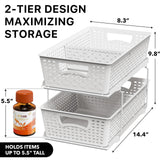 2-Tier Pull-Out Bathroom Organizer Tray – White Under-Sink Sliding Storage with Divider