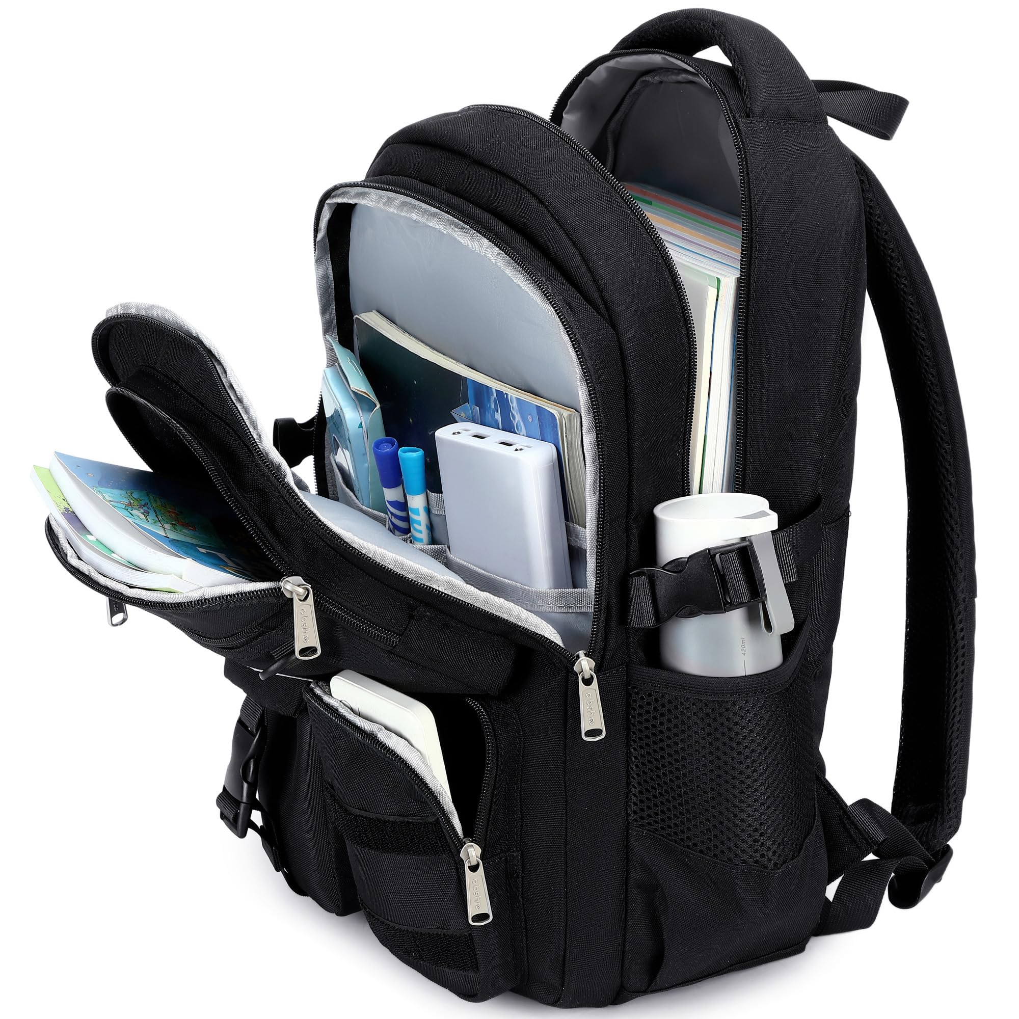 ABSHOO Large Heavy-Duty Backpack for School & College – Multi-Pocket Travel Bookbag (15.6'' Laptop)
