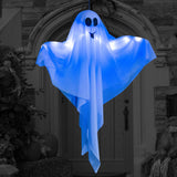 Blue LED Hanging Ghosts (4-Pack) – 27.5" Light-Up Halloween Decorations for Yard, Porch & Haunted House