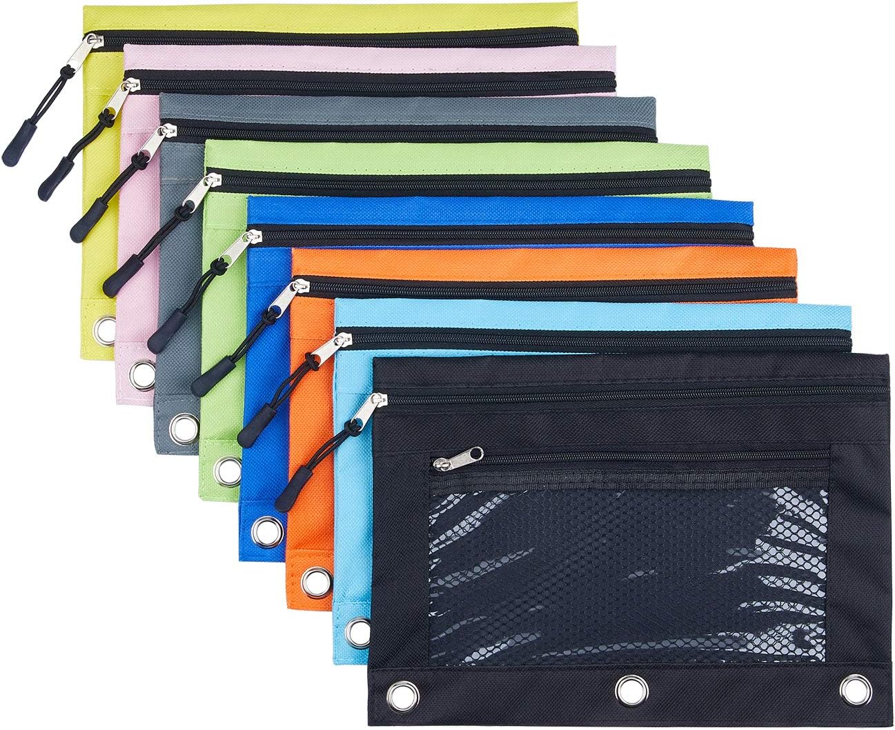 20-Pack Multicolor 3-Ring Binder Pencil Pouches