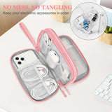 Portable Electronics Organizer Travel Case Double Layer Waterproof Cable Storage Bag Pink