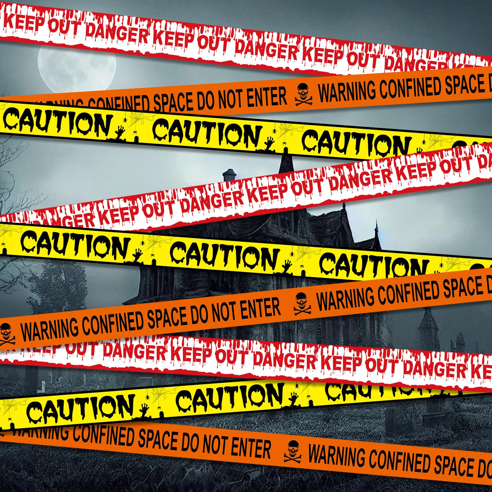 Halloween Fright Tape Bundle – 3 Rolls “Keep Out”, “Caution”, “Warning” Scary Party Decoration Set