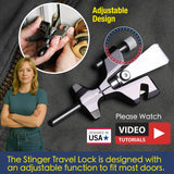STINGER Metal Portable Door Lock – Heavy-Duty Travel Security with Glass Breaker & Seatbelt Cutter (Gray)