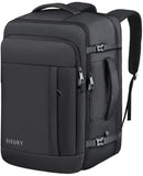 GIEURY 50L Expandable Carry On Travel Backpack with TSA 180° Opening and Shoe Compartment – Black