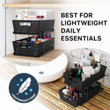 2-Tier Pull-Out Under Sink Organizer – Black Sliding Drawer Storage for Bathroom & Cabinets