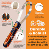GoPets Professional Deshedding Blade Rake with Adjustable Stainless Steel Comb, Undercoat Grooming Tool for Dogs and Cats