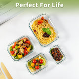 HOMBERKING Borosilicate Glass Food Storage Containers – 8 Piece Leak-Proof Set with Locking Lids