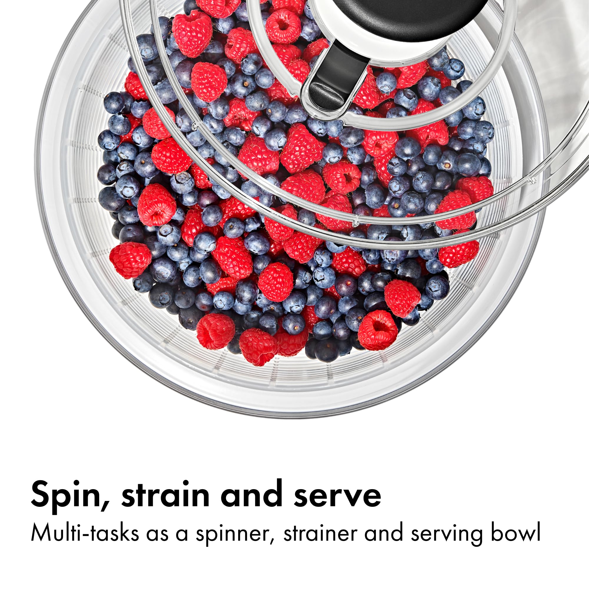 One-Touch Salad Spinner with Non-Slip Base for Lettuce, Herbs & Vegetables