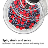 One-Touch Salad Spinner with Non-Slip Base for Lettuce, Herbs & Vegetables