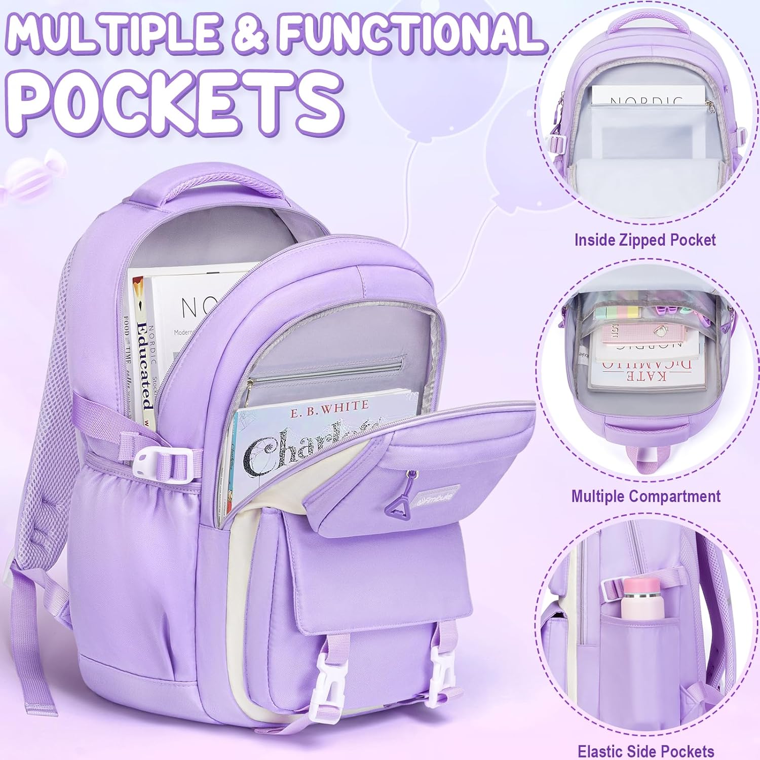 Blue 3-Piece Waterproof School Backpack Set