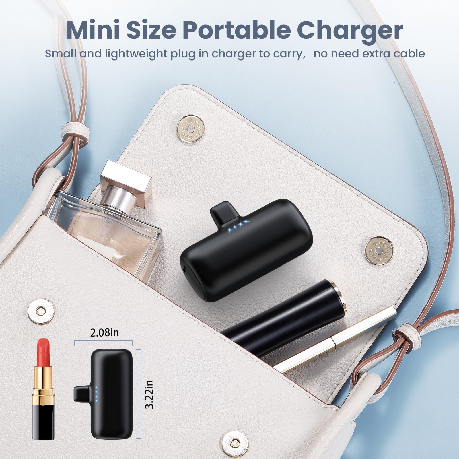 Mini 5200mAh Portable Charger for iPhone – Compact Plug-In Power Bank (2 Pack)