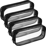 4-Pack Clear Black PVC Zipper Organizer Pouches