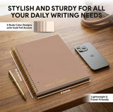 Elegant 5-Pack College Ruled Spiral Notebooks with Gold Accents and Binder-Ready Pages
