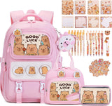 Brown Capybara 30-Piece Backpack and School Set