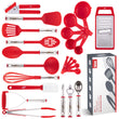 24-Piece Nylon & Stainless Steel Kitchen Utensil Set – Heat Resistant, Non-Stick Safe (Red)
