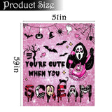 Halloween Pink Ghost Throw Blanket – 60"x60" Soft Flannel Horror Blanket for Couch, Bed & Travel