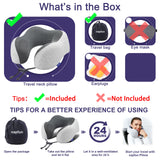 Memory Foam Travel Neck Pillow with Chin Support – Adjustable Airplane Neck Pillow for Comfortable Flights