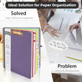 Purple Foldable Clipboard Folio with Pockets and Notepad