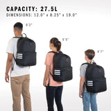 3-Stripe Classic Sports Backpack with Laptop Sleeve, Multi-Pocket Design and Water Bottle Holders