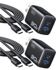 INIU 30W GaN Fast Charger – Dual Port USB-C Wall Charger with Fast Charging Cable