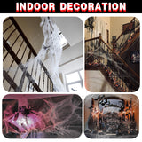 Halloween Spider Web & Creepy Cloth Decoration Set – 1500 Sqft Stretchy Web with 100 Spiders & 2 Black Cloths for Indoor/Outdoor Haunted Décor
