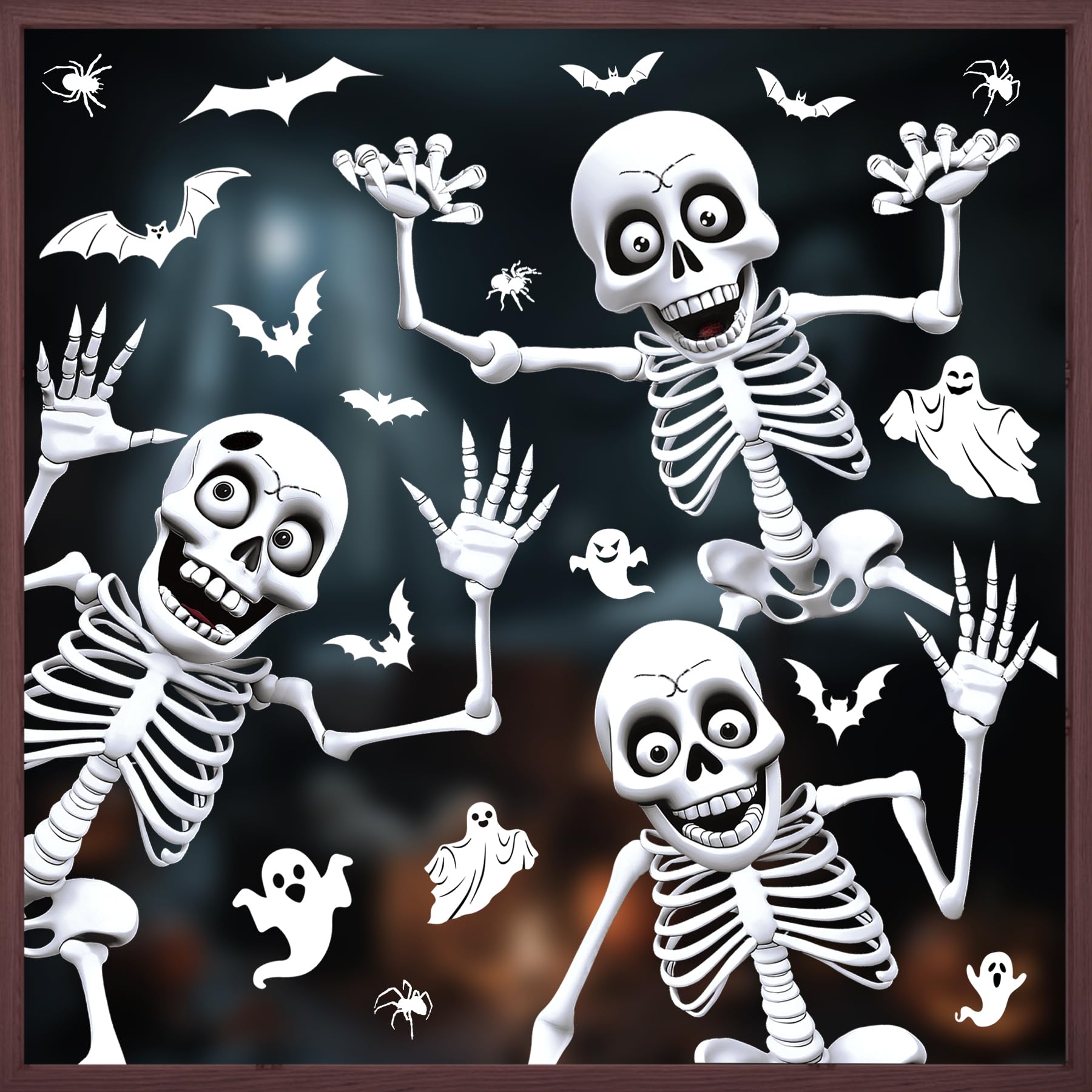 108-Piece Halloween Window Decals – Ghosts, Bats & Skeletons Static Clings for Home, Party & Car Decorations 👻🕸️