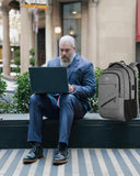 Matein 17″ TSA-Approved Travel Laptop Backpack – Large Carry-On with USB Charging & Trolley Sleeve (Grey)