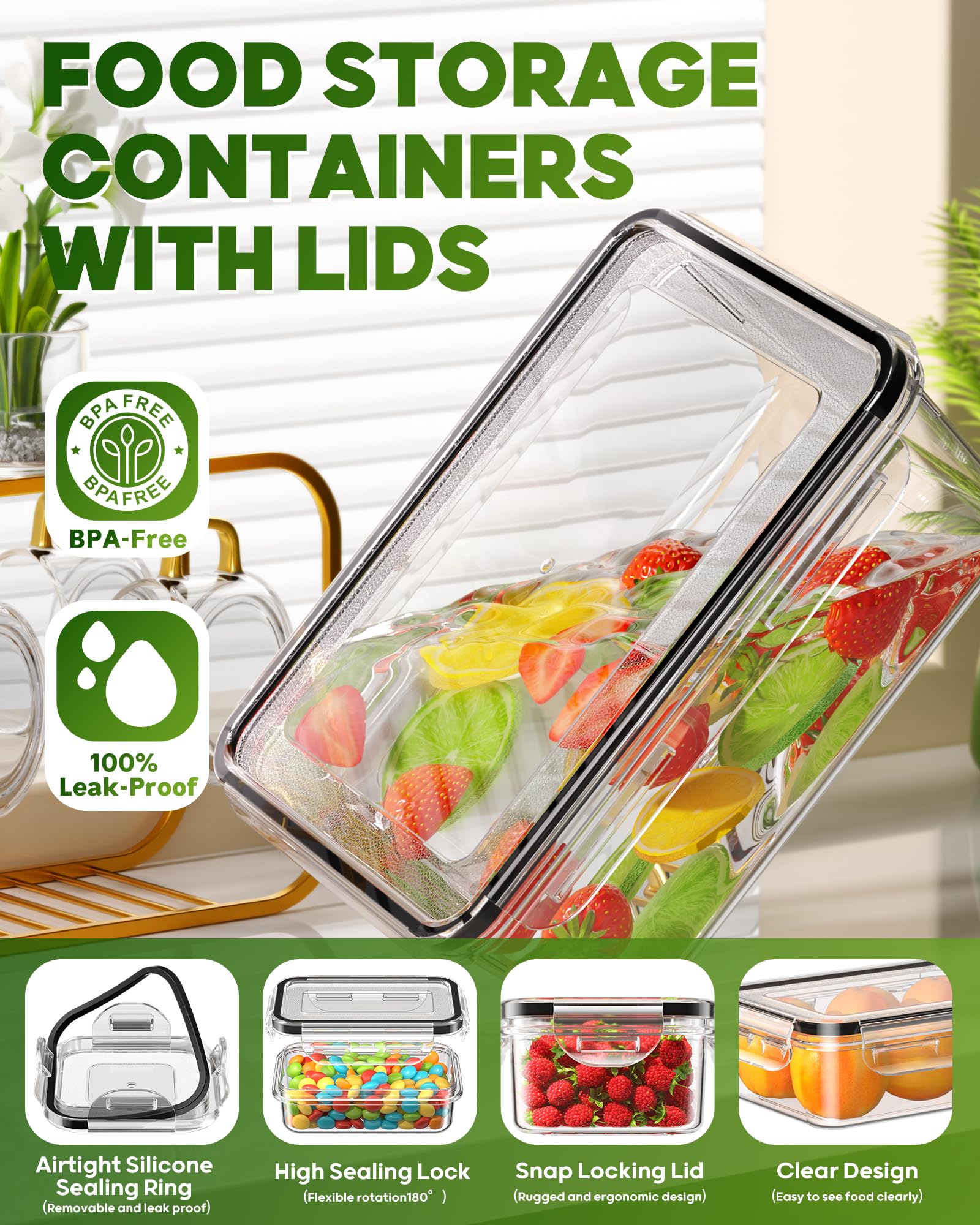 Food Storage Containers with Lids – 60-Piece BPA-Free Leakproof Meal Prep Set with Labels & Pen