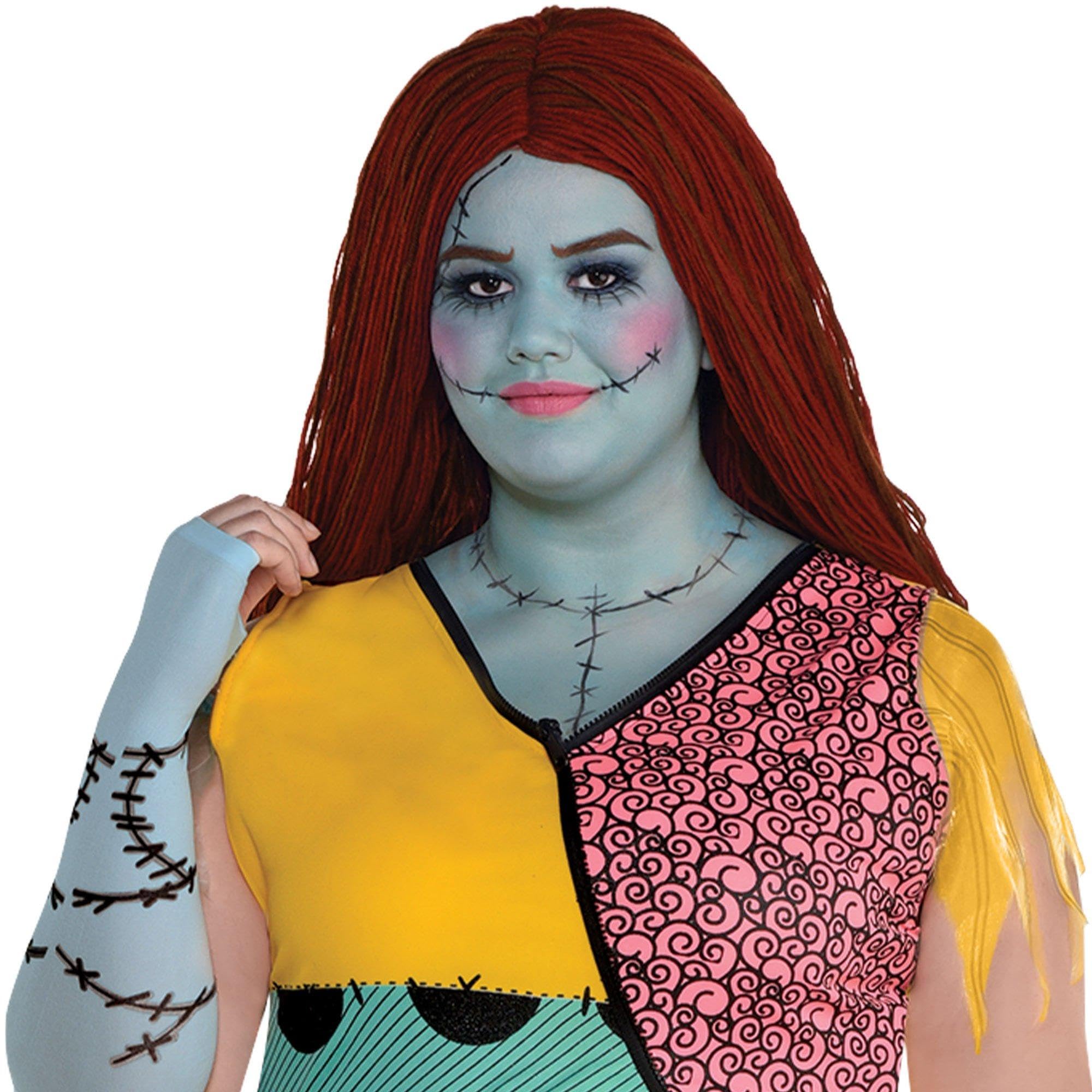 Party City Sally Costume for Women, The Nightmare Before Christmas - Costume Includes Patchwork Dress, Red Wig, Arm Warmers & Tights - Costumes for Halloween, Birthday Parties & Themed Event