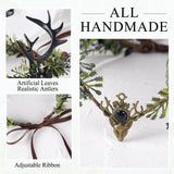 Black-Green Antler Flower Crown – Handmade Fairy & Woodland Costume Headpiece