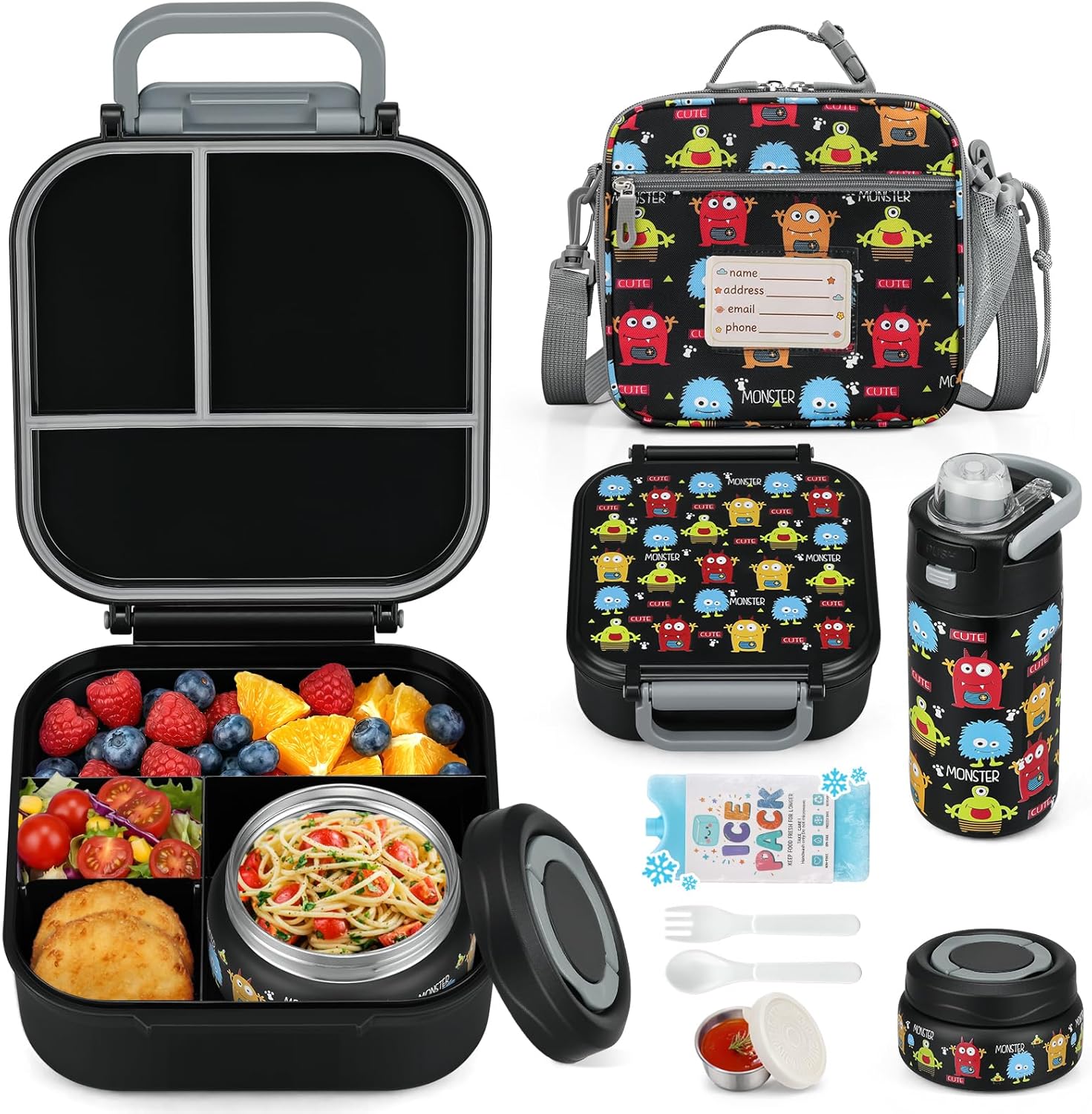 Pink 42 oz Bento Travel Set with Thermos and Bottle