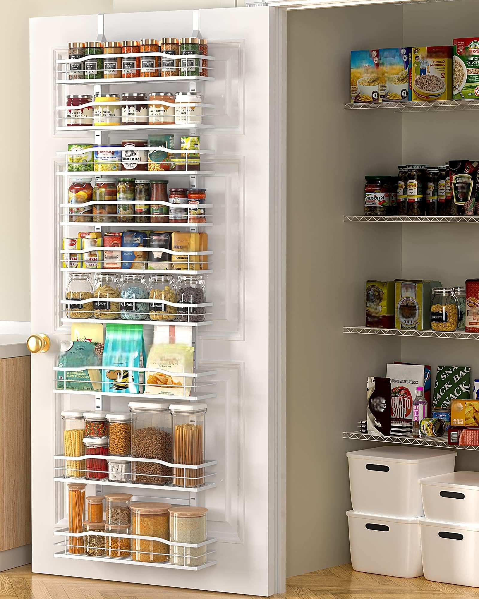 MOFOROCO 9-Tier Over-the-Door Pantry Organizer – Metal Hanging Storage Shelves for Kitchen, Bathroom & Laundry