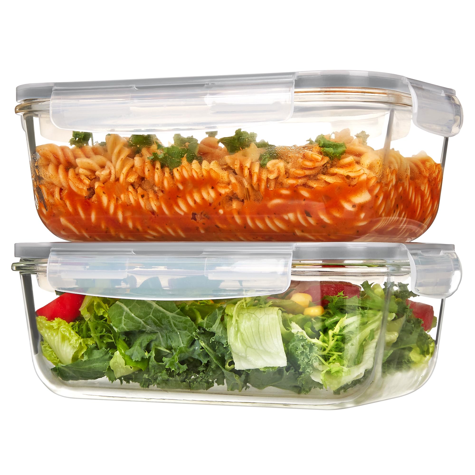 63oz Large Glass Food Storage Containers with Airtight Flip Lids – BPA-Free Borosilicate Meal Prep Set (Grey)