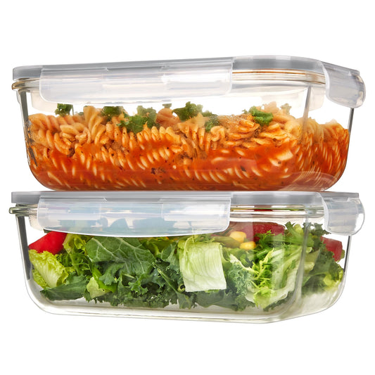 63oz Large Glass Food Storage Containers with Airtight Flip Lids – BPA-Free Borosilicate Meal Prep Set (Grey)