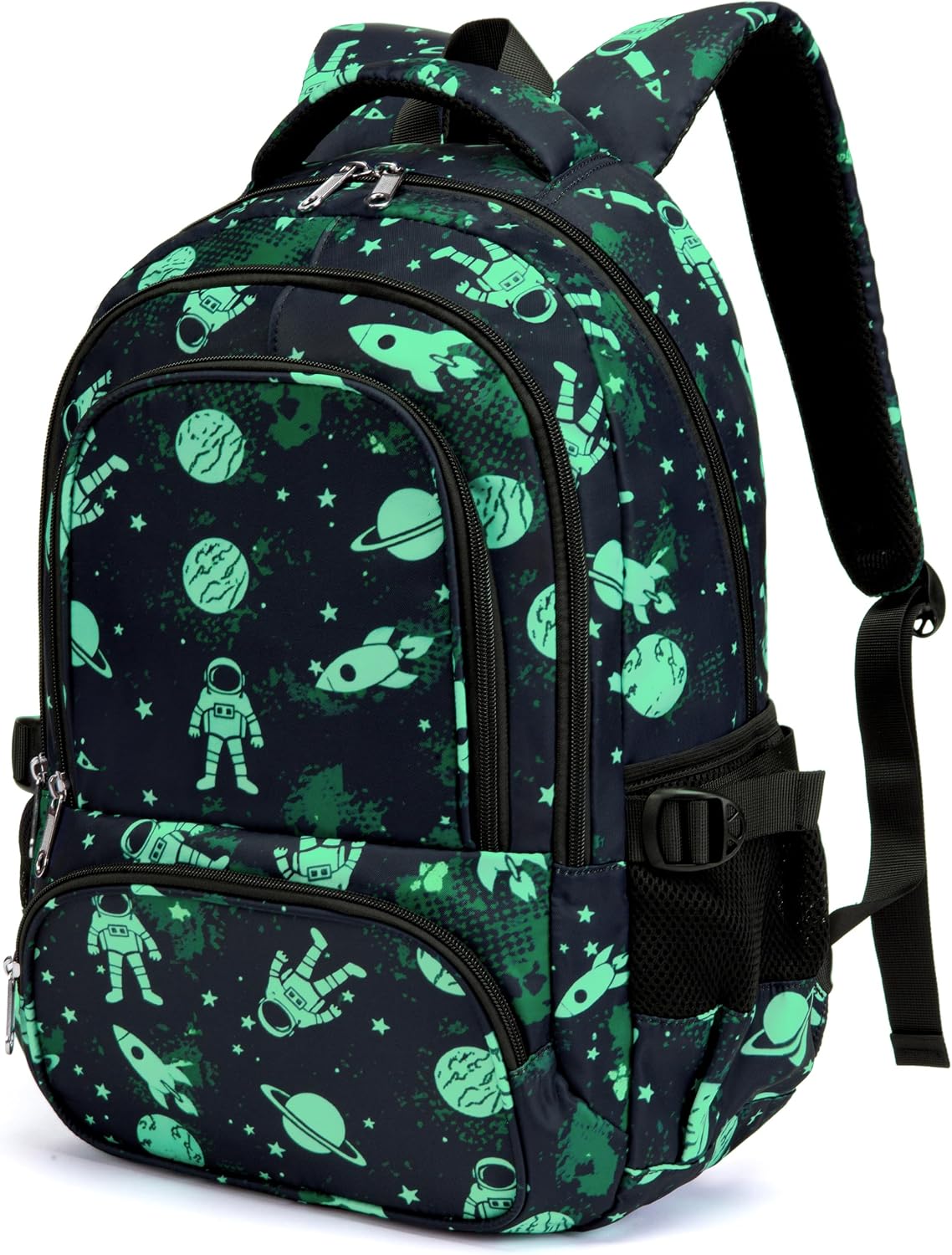 Black Green 17-Inch School Backpack with Laptop Sleeve