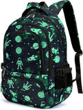 Black Green 17-Inch School Backpack with Laptop Sleeve