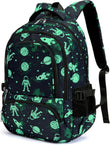Black Green 17-Inch School Backpack with Laptop Sleeve