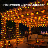 Pumpkin & Maple Leaf Halloween String Lights – 15FT Battery-Powered Warm White LEDs with Remote, 8 Modes & Timer (Waterproof, Indoor/Outdoor)