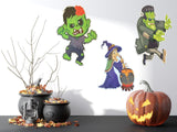 12-Pack Large Halloween Character Wall Cutouts – Mummy, Witch, Vampire, Zombie & Pumpkin Decorations
