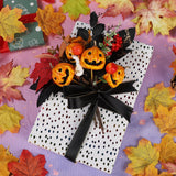 Lcuasc 6pcs Halloween Pumpkins Picks 9-10" Floral Picks with Grimace Pumpkin Berry Maple Leaves for Halloween Gothic Holidays Celebration Home Decor,Black