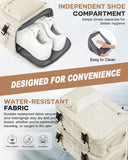 Women’s Large Carry-On Travel Backpack with Shoe Compartment & Wet Pocket – Flight Approved – Beige