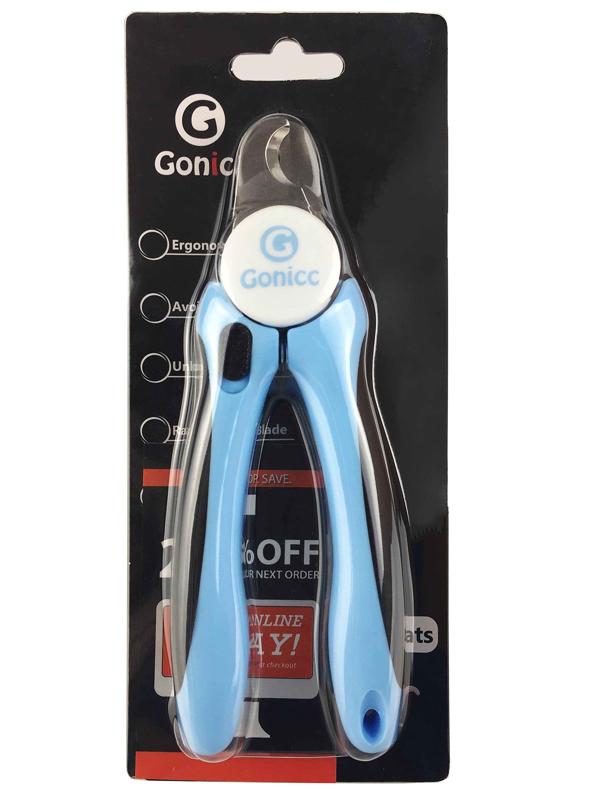 Ergonomic Dog & Cat Nail Clippers with Safety Guard & Hidden Nail File – Blue
