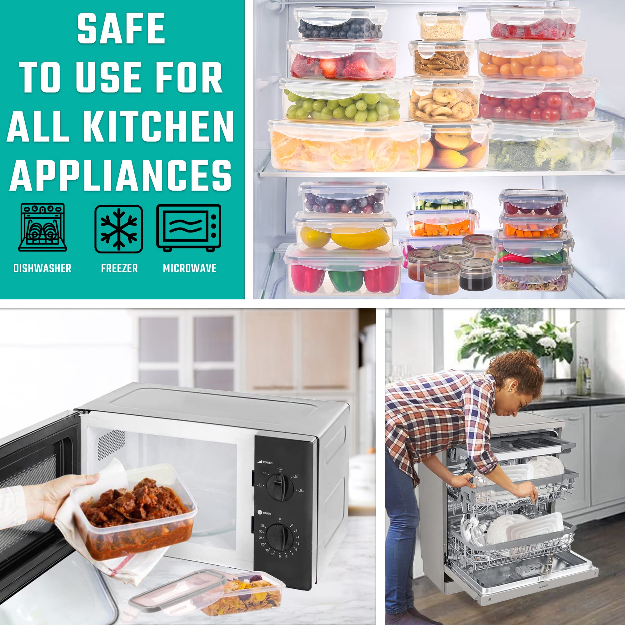 50-Piece Airtight Food Storage Containers Set – Leakproof Stackable Meal Prep Containers with Lids-